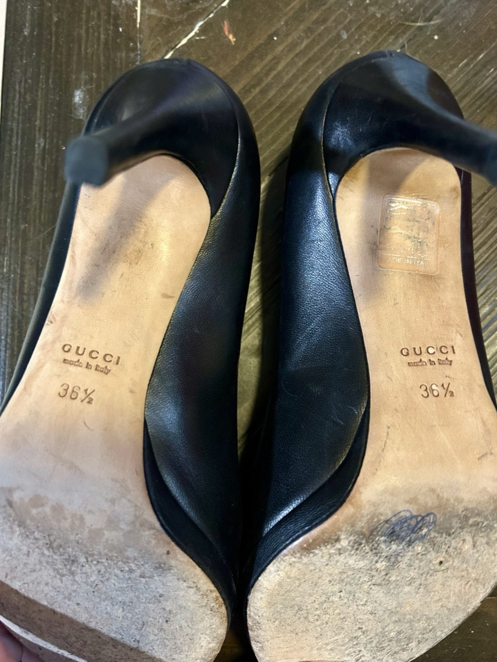 Gucci Horsebit Black Leather Peep Toe Platform Pumps EU 361⁄2 - Picture 5 of 6